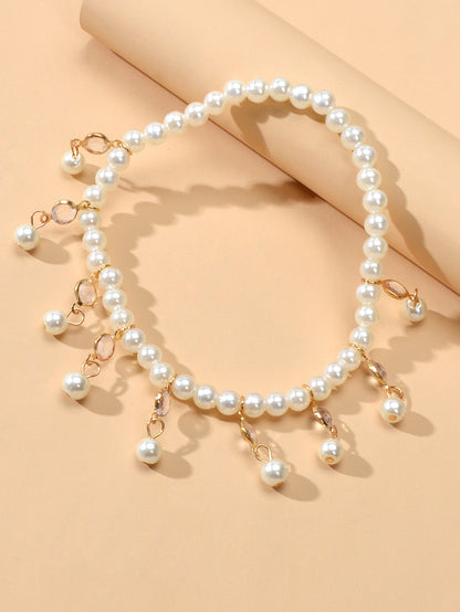 Feelontop Handmade Elastic Pearl Bead Anklet Barefoot Sandal Beach Bling Jewelry - UrbanNest Co
