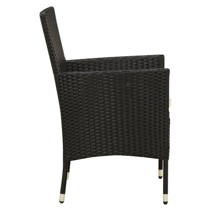 NNEVL 5 Piece Outdoor Dining Set with Cushions Poly Rattan Black - UrbanNest Co