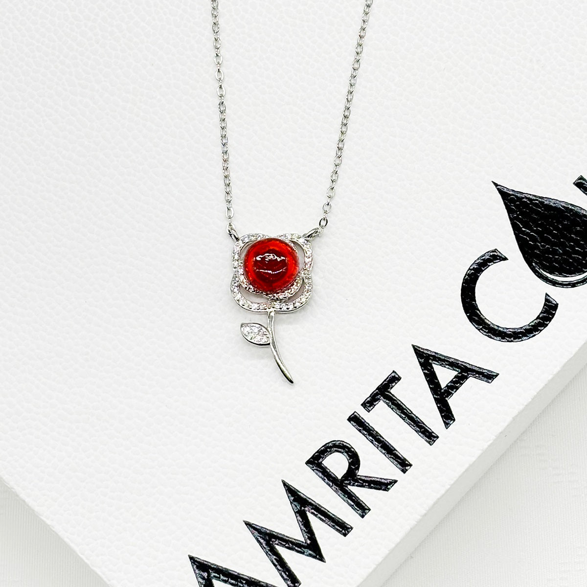 Sterling Silver Rose Garden Aroma Necklace - Crimson | Energy & Healing | Diffuse on the go - UrbanNest Co