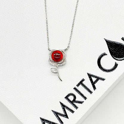 Sterling Silver Rose Garden Aroma Necklace - Crimson | Energy & Healing | Diffuse on the go - UrbanNest Co
