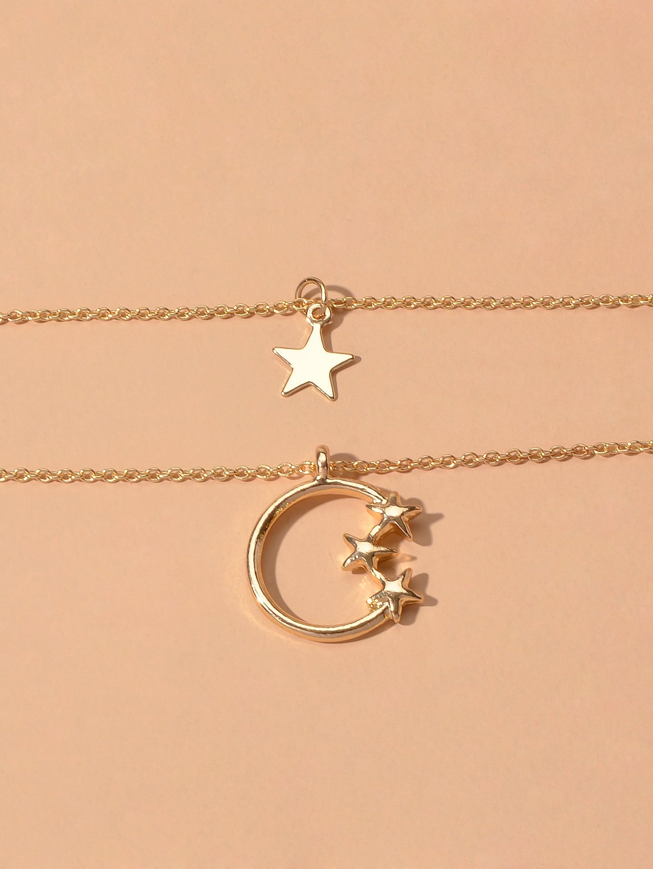 Awesome Jewelry Double layer Chain Star Circle Pendant Necklace Engagement Gift - UrbanNest Co