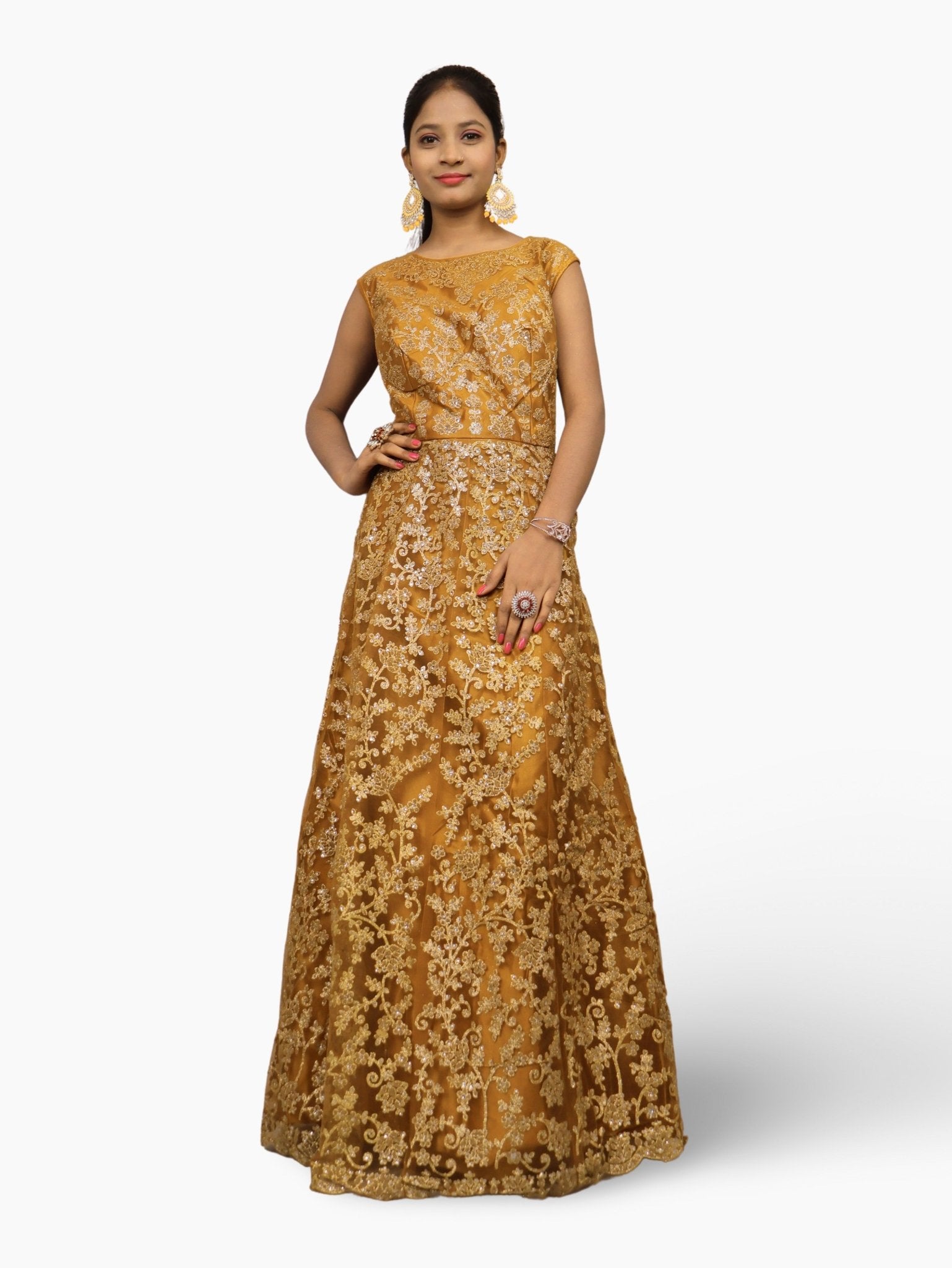 Gown with Shimmery Rubber & Beads Work by Shreekama - UrbanNest Co