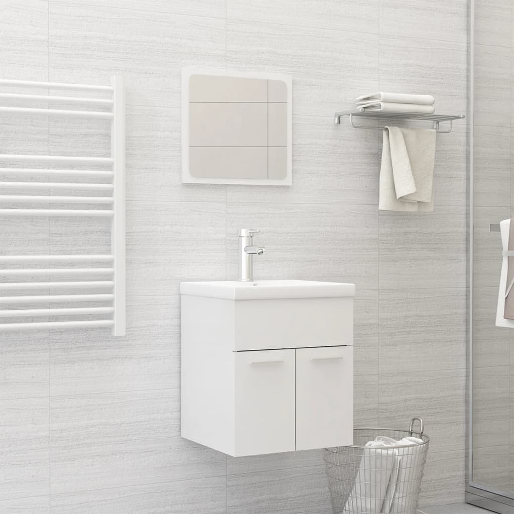 NNEVL Bathroom Furniture Set High Gloss White Chipboard - UrbanNest Co