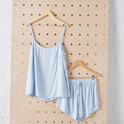 Bamboo Pyjama Set - Cami and Shorts in Baby Blue - UrbanNest Co