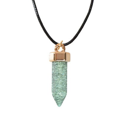 Boho Jewelry Black Leather Rope Colorful Bullet Shape Textured Pendant Necklace - UrbanNest Co