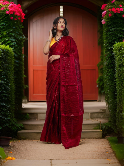 Designer Saree with Heavy Sequin & Stone Work by Shreekama - UrbanNest Co