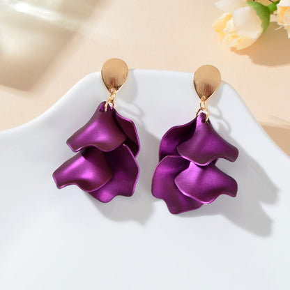 1pair Elegant Flower Petal Dangle Earrings for Women Daily Dating Party Jewelry - UrbanNest Co