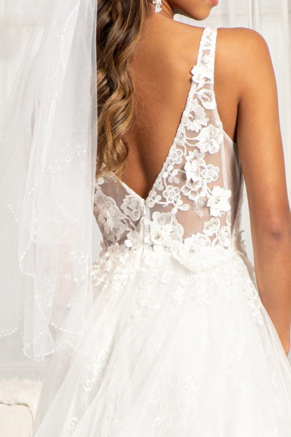 3 - D Flower Embroidered Mesh A - line Dress w/ Rhinestone and Jewel Embellished - UrbanNest Co