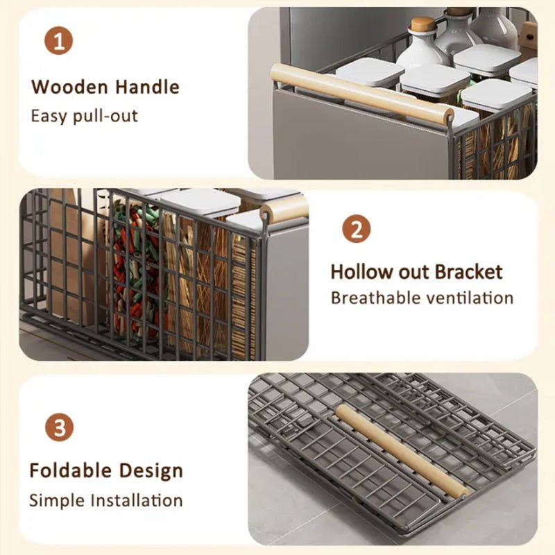 New Kitchen Pull - Out Cabinet Organizer, Sliding Rail Drawer for Spice and Bottle Storage - UrbanNest Co