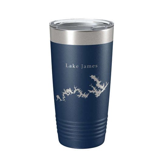 Lake James Map Tumbler Travel Mug Insulated Laser Engraved Coffee Cup North Carolina 20 oz - UrbanNest Co