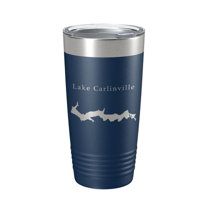Lake Carlinville Map Tumbler Travel Mug Insulated Laser Engraved Coffee Cup Illinois 20 oz - UrbanNest Co