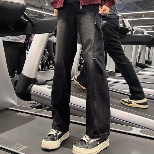 Street Style Asymmetrical Cut Denim Pants for Men - UrbanNest Co
