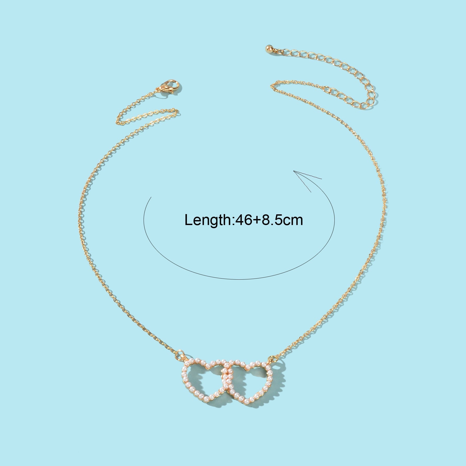 Elegant Gift Anniversary Jewellery Gold Chain Pearl Double Heart Charm Necklace - UrbanNest Co