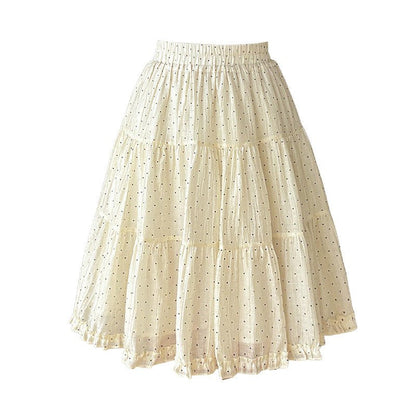 Gentle Look High Waist Polka Dot A - Line Skirt for Women, Slimming and Versatile Layered Mid - Length Skirt - UrbanNest Co