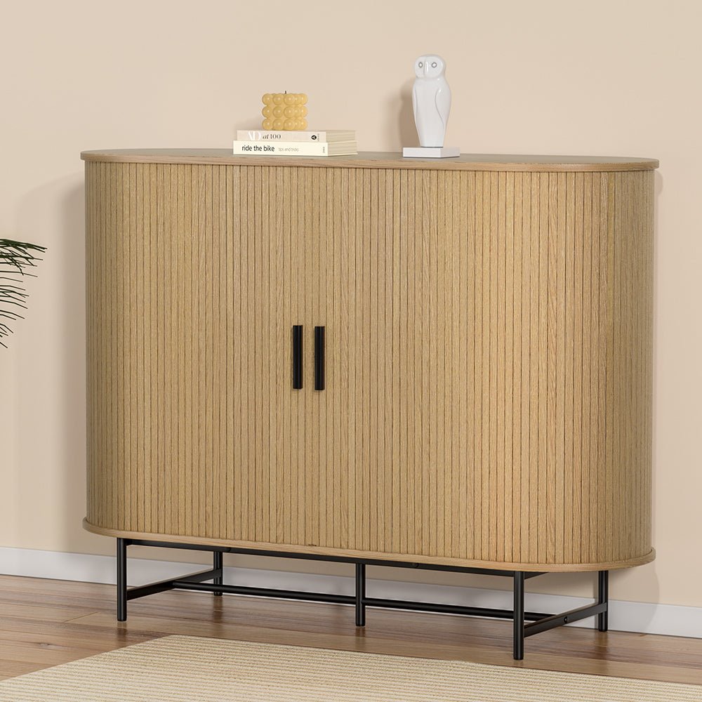 Artiss Buffet Sideboard Cupboard Cabinet Sliding Doors Pantry Storage Oak PIIA - UrbanNest Co