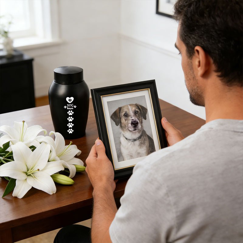 Stainless Steel Pet Memorial Urn: Black Portable & Moisture - Proof Ash Keepsake Designed for Small Pets - UrbanNest Co