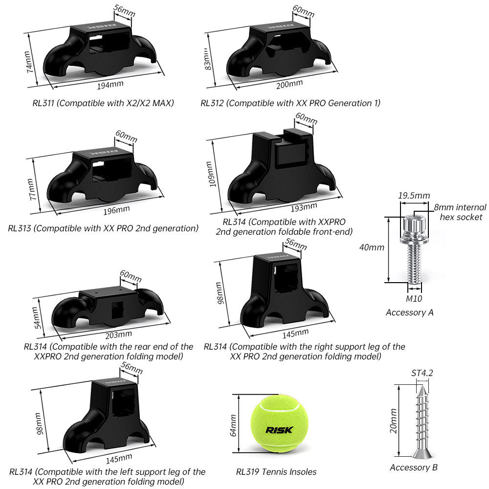RISK Cycling Bike Damping Pads, Smart Trainer Support Base, Tennis Ball Feet for X2 / X2 MAX / XX PRO. - UrbanNest Co