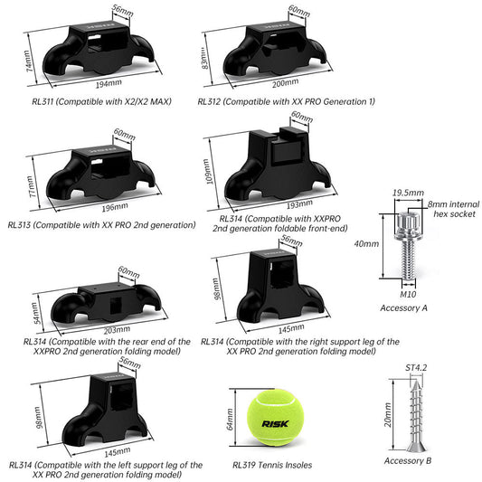 RISK Cycling Bike Damping Pads, Smart Trainer Support Base, Tennis Ball Feet for X2 / X2 MAX / XX PRO. - UrbanNest Co