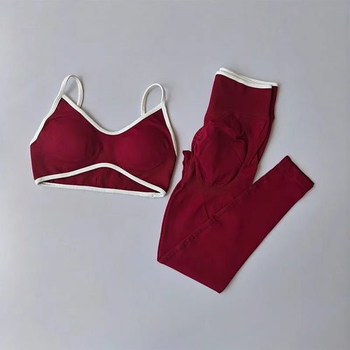 2PCS High Waisted Sports Bra Set with Contrasting Small Suspender - UrbanNest Co
