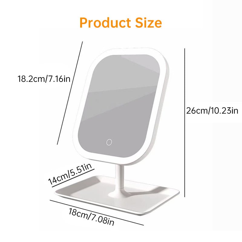 Large Square Rotating LED Makeup Mirror with Adjustable Lighting, 1~2PCS, Vanity Mirror for Girls Dormitory & Home Use - UrbanNest Co