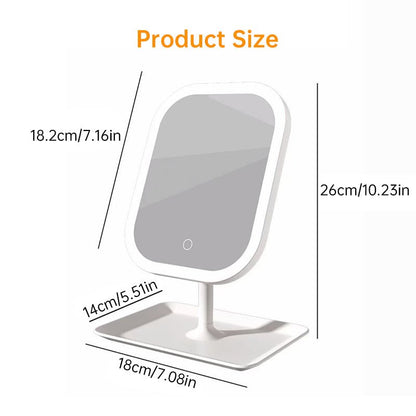 Large Square Rotating LED Makeup Mirror with Adjustable Lighting, 1~2PCS, Vanity Mirror for Girls Dormitory & Home Use - UrbanNest Co