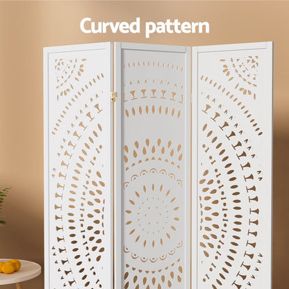 Artiss 3 Panel Room Divider Screen 132x170cm Circle White - UrbanNest Co