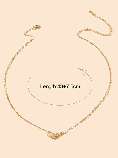 Exquisite Women Accessories Gold Chain Opal Dolphin Charm Necklace Gift Jewelry - UrbanNest Co