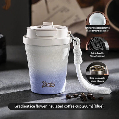 280ml Double Wall Ceramic Lined Travel Mug Car - UrbanNest Co