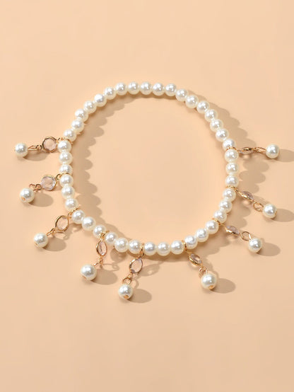 Feelontop Handmade Elastic Pearl Bead Anklet Barefoot Sandal Beach Bling Jewelry - UrbanNest Co