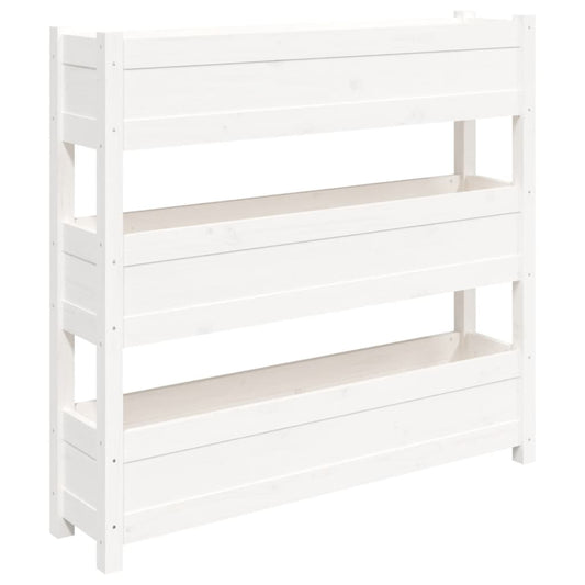 NNEVL Planter White 112x25x104.5 cm Solid Wood Pine - UrbanNest Co