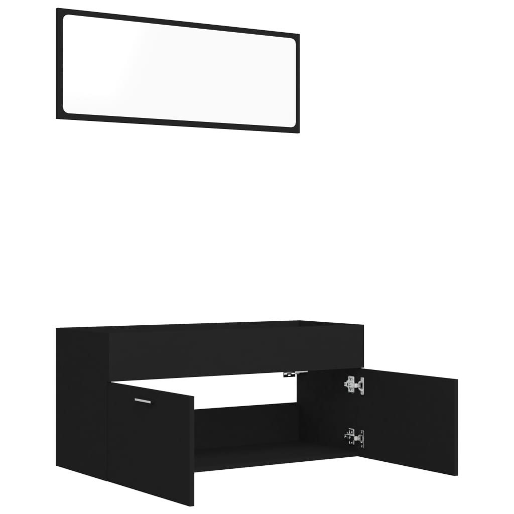 NNEVL 2 Piece Bathroom Furniture Set Black Chipboard - UrbanNest Co