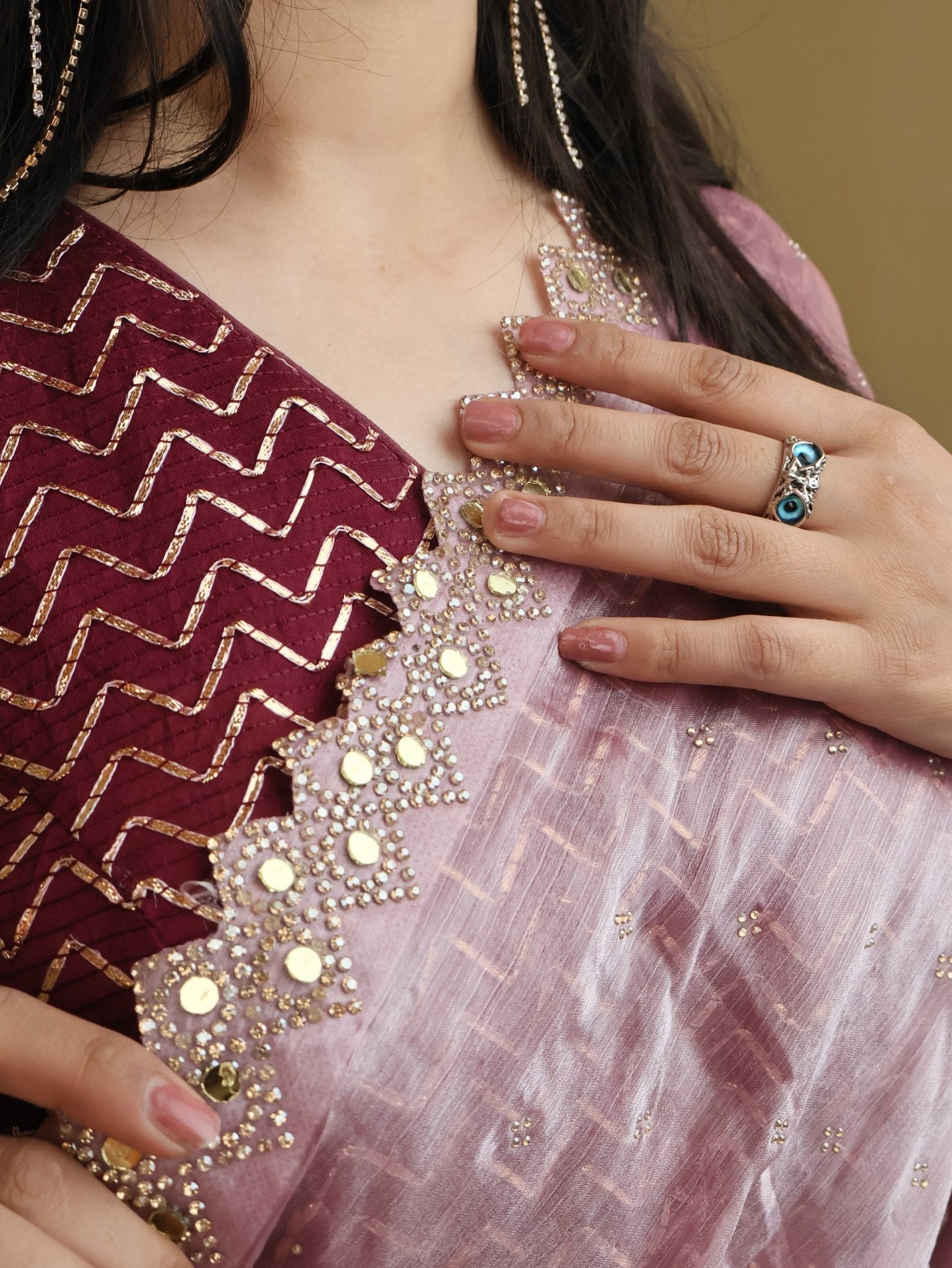 Designer Saree with Heavy Sequin & Stone Work by Shreekama - UrbanNest Co