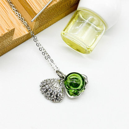 Diamond Shell Murano Aroma Necklace - Electric Lime | Energy & Healing | Diffuse on the go | Sterling Silver Gift - UrbanNest Co