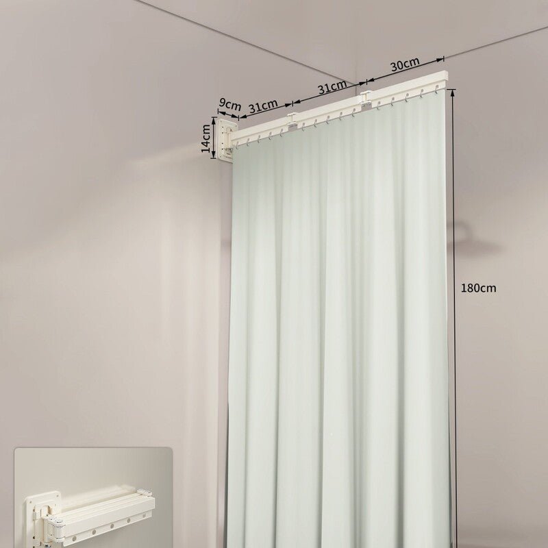 Foldable Shower Curtain Set, Invisible Waterproof Polyester Shower Divider, Retractable for Wet & Dry Zone Separation. - UrbanNest Co