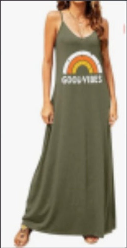 Supnier Women's Summer Maxi Dress Casual V - Neck Sleeveless Bohemian - UrbanNest Co