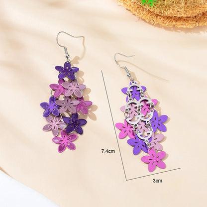 Fashion Colorful Multiple Layered Flower Dangle Chandelier Earrings Women Party Jewelry Accessories - UrbanNest Co