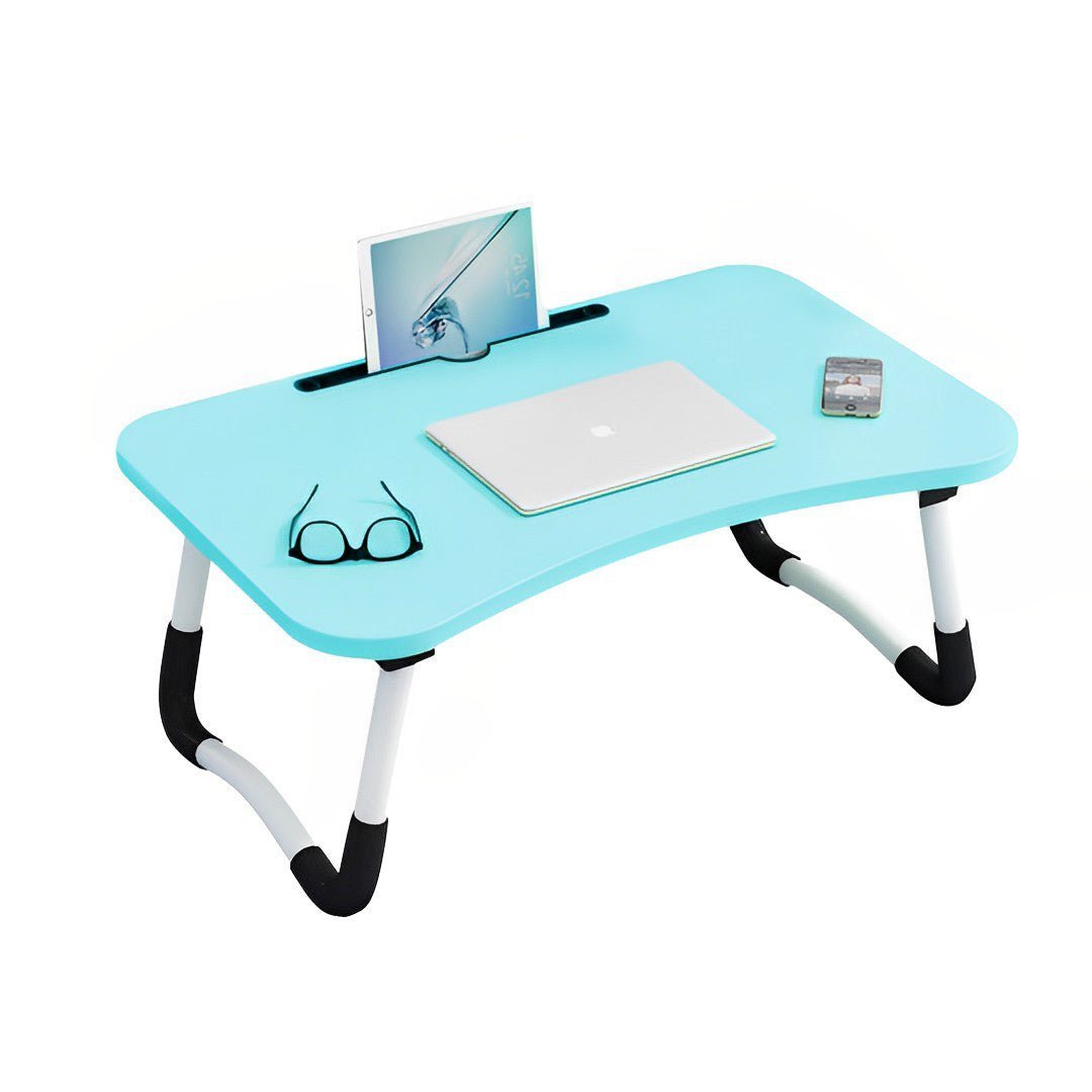 SOGA Blue Portable Bed Table Adjustable Foldable Bed Sofa Study Table Laptop Mini Desk with Notebook Stand Card Slot Holder Home Decor - UrbanNest Co