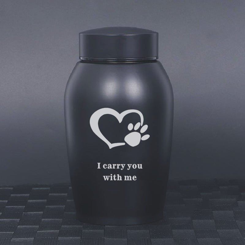Stainless Steel Pet Memorial Urn: Black Portable & Moisture - Proof Ash Keepsake Designed for Small Pets - UrbanNest Co