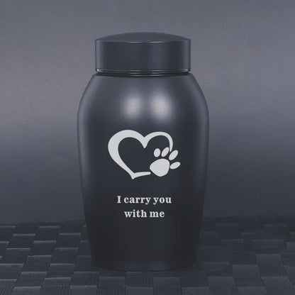 Stainless Steel Pet Memorial Urn: Black Portable & Moisture - Proof Ash Keepsake Designed for Small Pets - UrbanNest Co