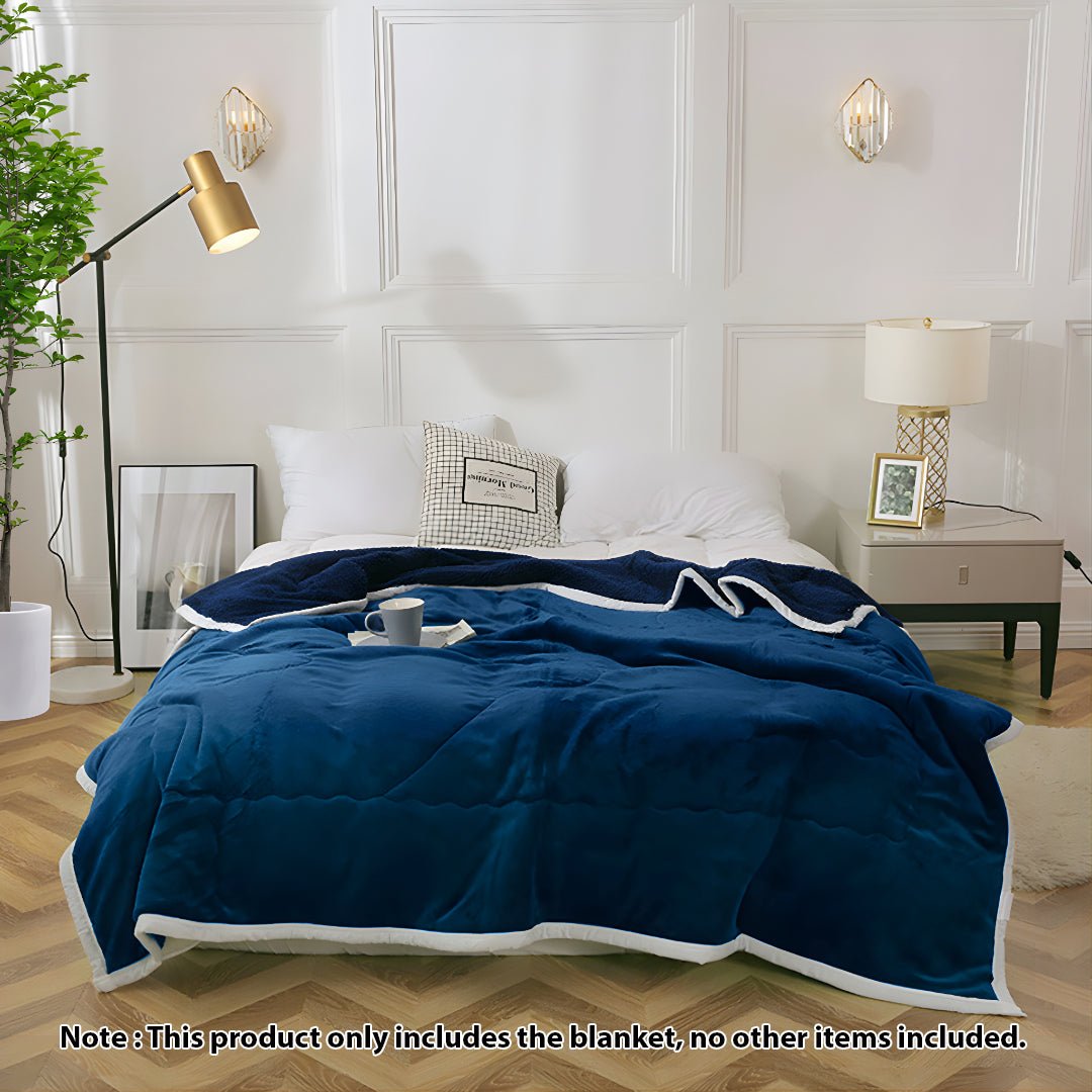 SOGA 2X Navy Blue Throw Blanket Warm Cozy Double Sided Thick Flannel Coverlet Fleece Bed Sofa Comforter - UrbanNest Co