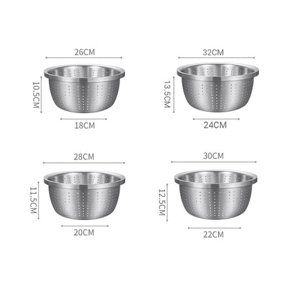 SOGA 2X Stainless Steel Nesting Basin Colander Perforated Kitchen Sink Washing Bowl Metal Basket Strainer Set of 4 - UrbanNest Co