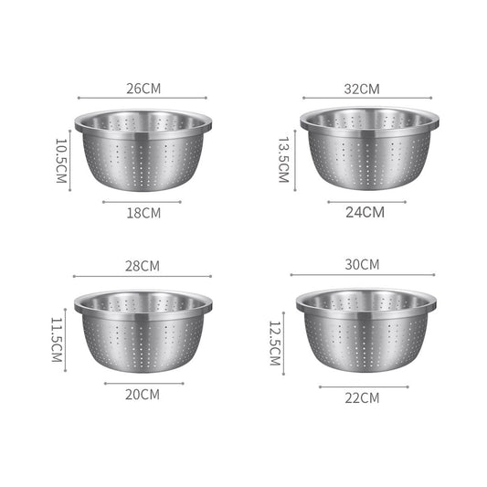SOGA 2X Stainless Steel Nesting Basin Colander Perforated Kitchen Sink Washing Bowl Metal Basket Strainer Set of 4 - UrbanNest Co