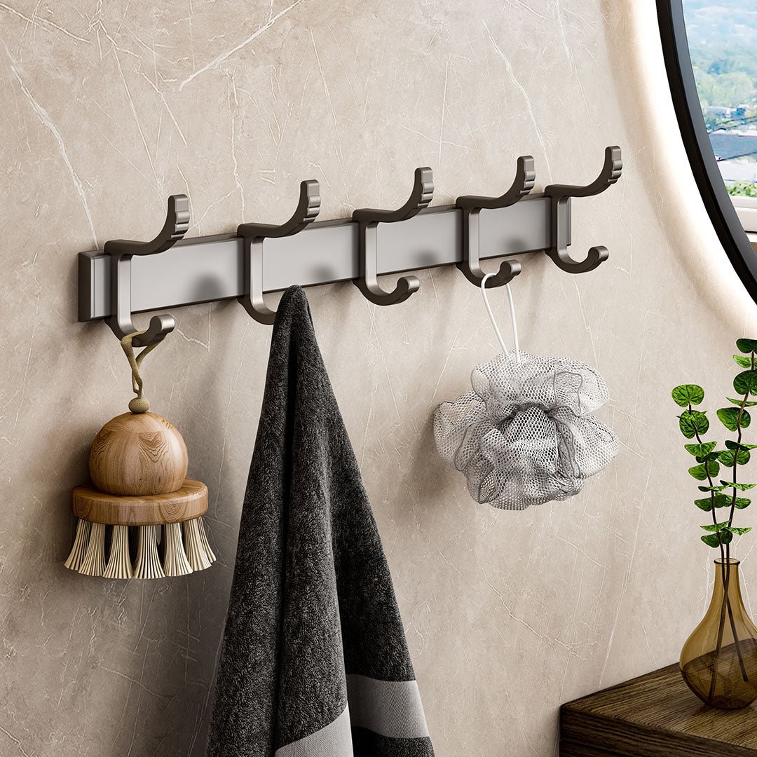 SOGA 2X 37cm Wall Mounted Towel Rack Space - Saving Hanger Organiser with Durable Hooks - UrbanNest Co