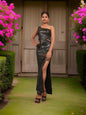 Sequins One - Shoulder Maxi Party Dress by Shreekama - UrbanNest Co