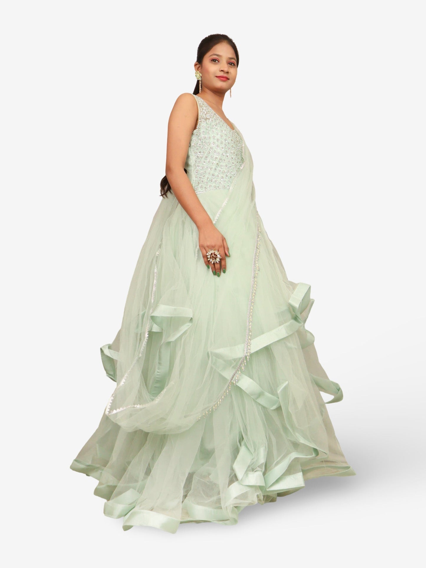 Gown with Stone & Beads Work by Shreekama - UrbanNest Co