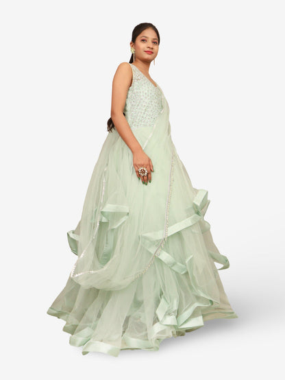 Gown with Stone & Beads Work by Shreekama - UrbanNest Co