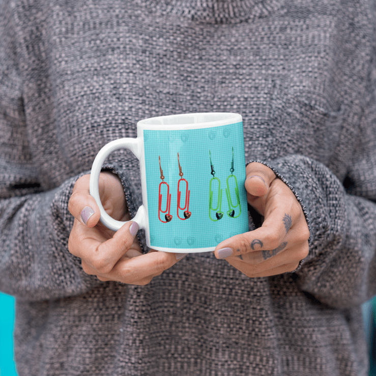 Retro 60's Paperclip Themed Ceramic Mug, Kitsch Mug | by Victory In Wellness - UrbanNest Co