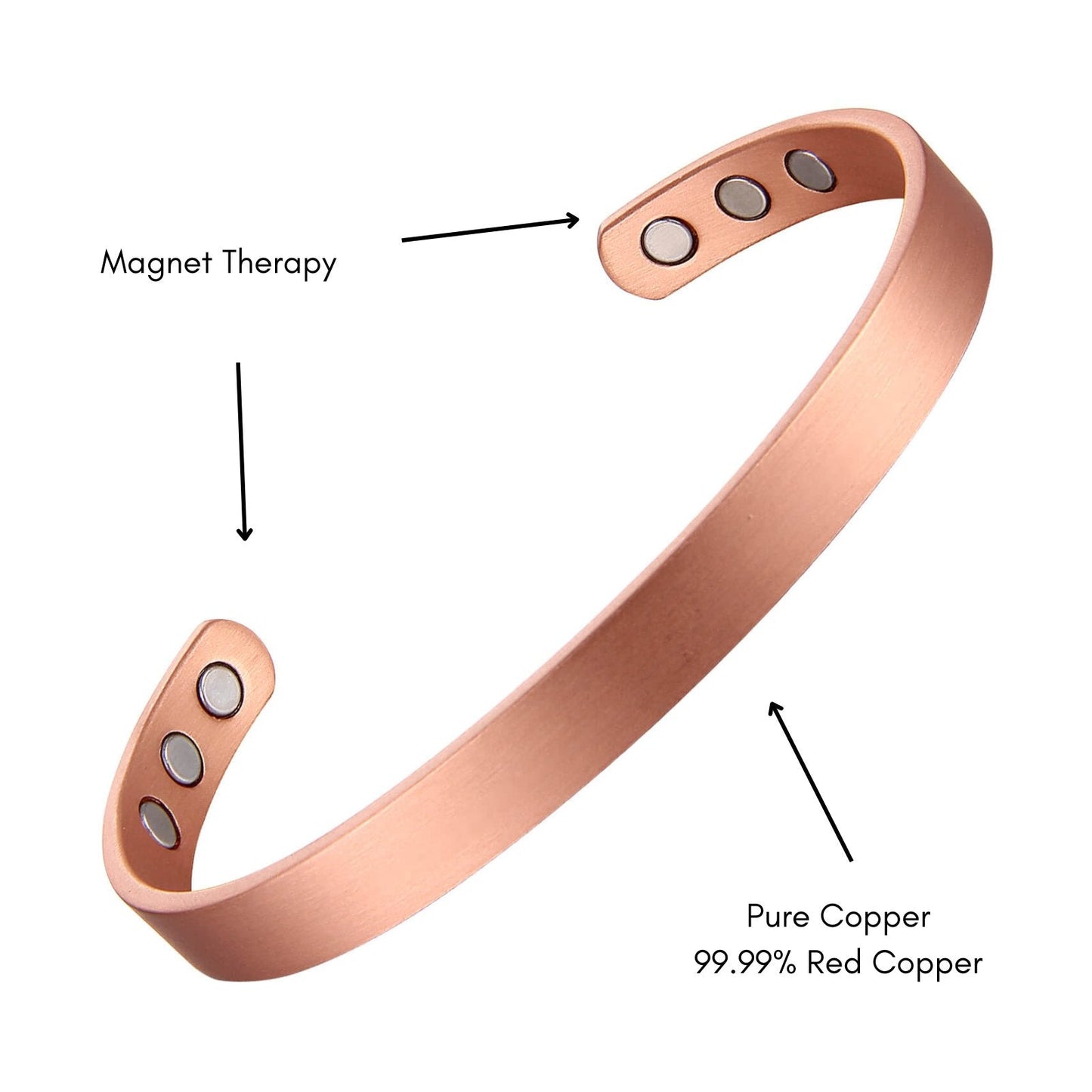 Pure Copper Magnetic Therapy Bracelet - Plain Brushed Design - UrbanNest Co
