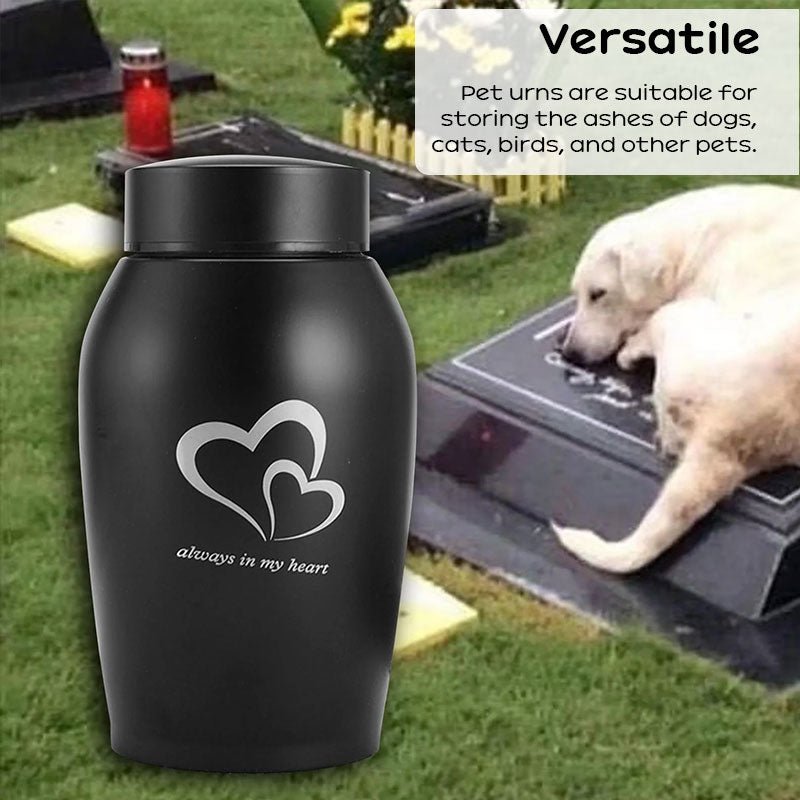 Stainless Steel Pet Memorial Urn: Black Portable & Moisture - Proof Ash Keepsake Designed for Small Pets - UrbanNest Co