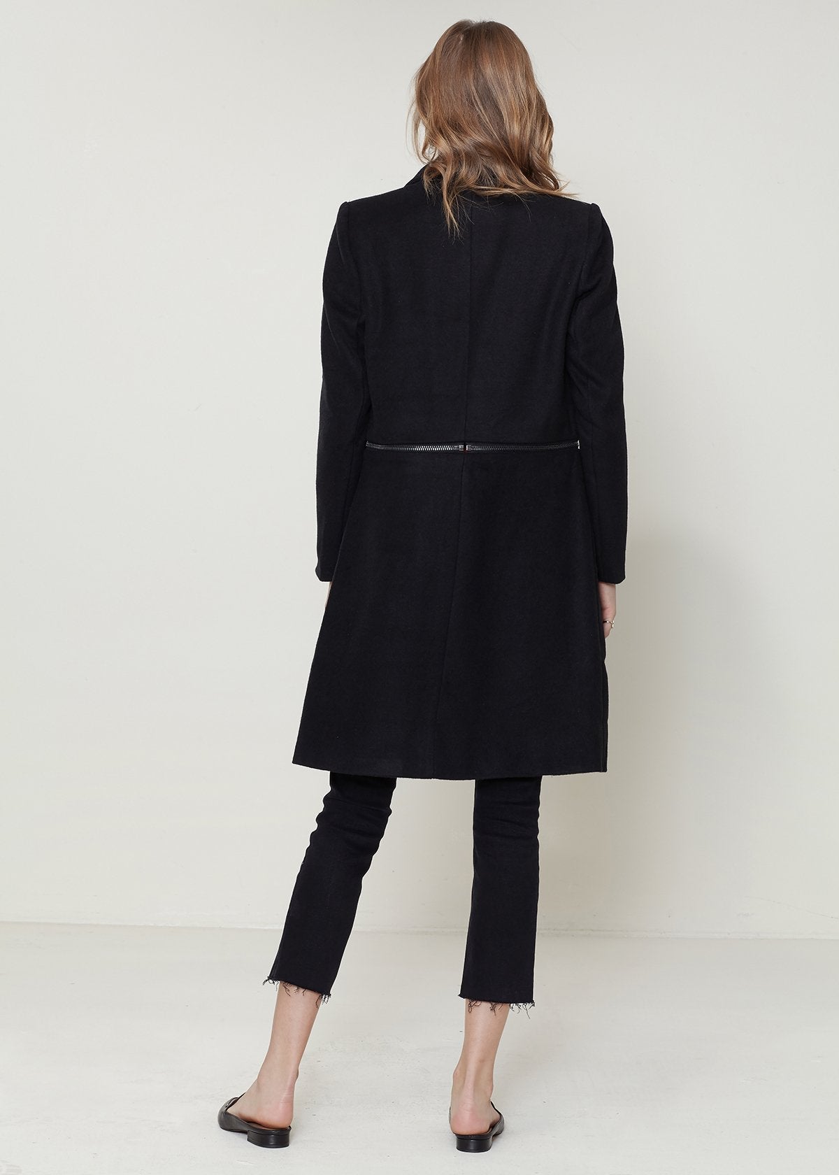 Women's Wool - blended Open Front Jacket In Black - UrbanNest Co